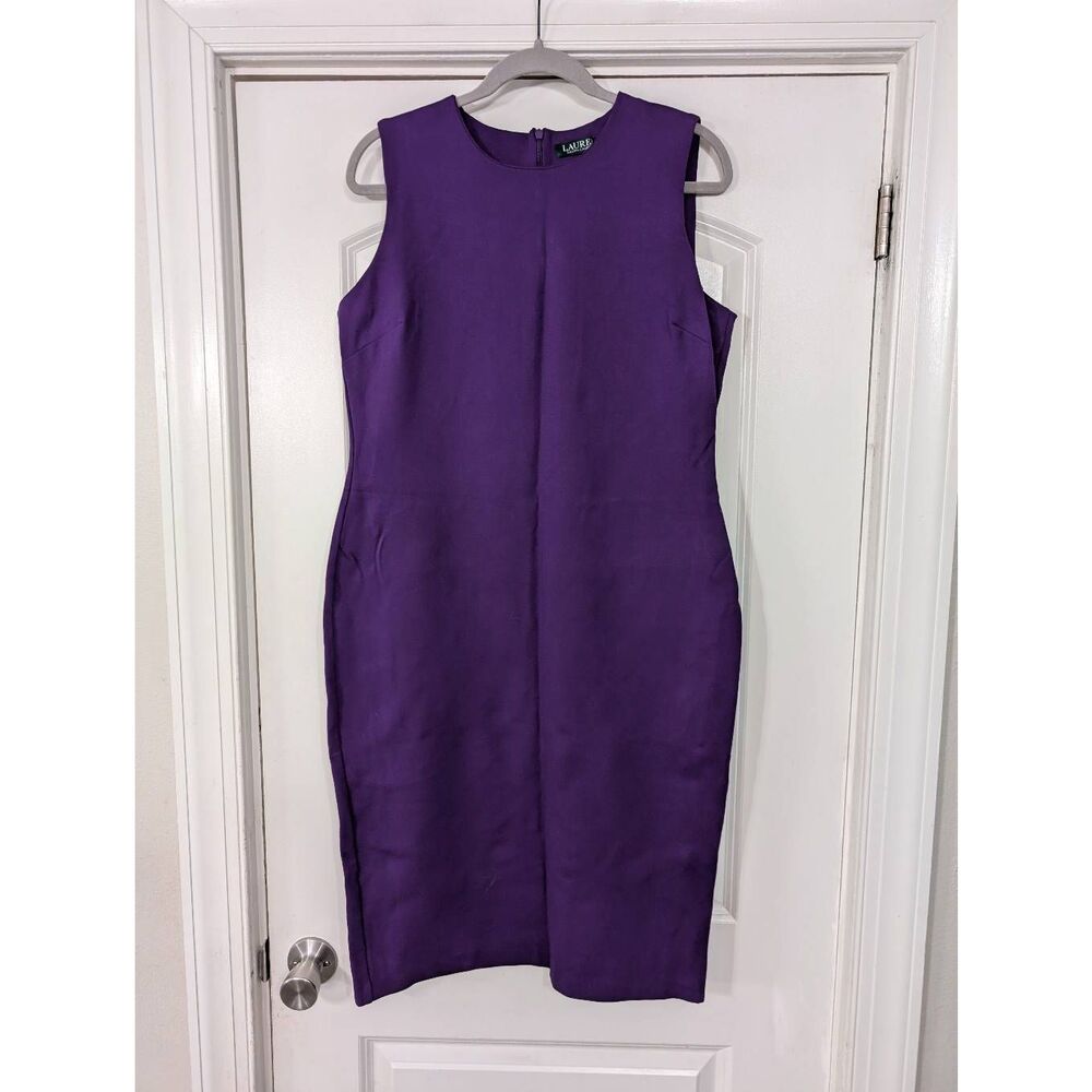 Lauren Ralph Lauren Sheath Dress women's large purple fitted career workwear